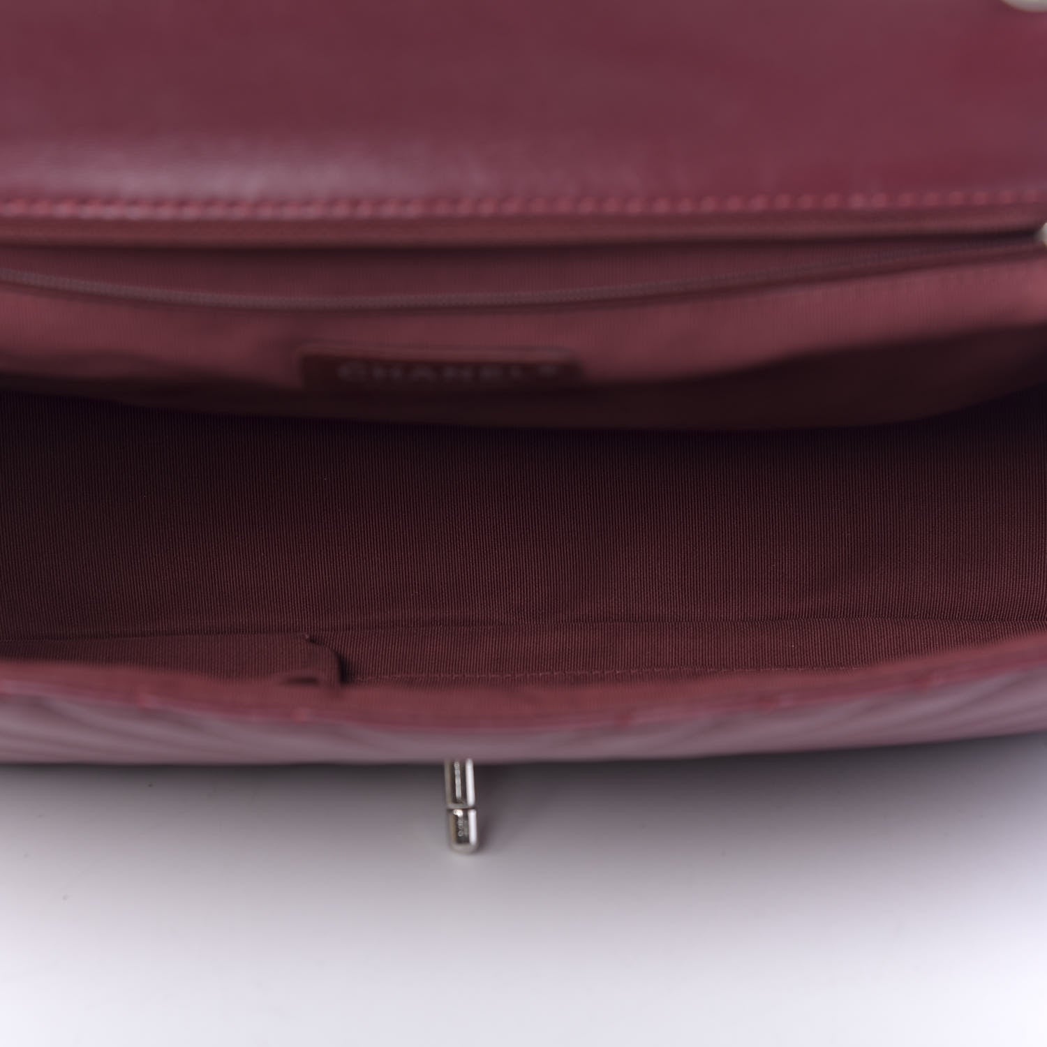 Chanel Lambskin Chevron Quilted Large Surpique Flap Dark Red 5 of 11