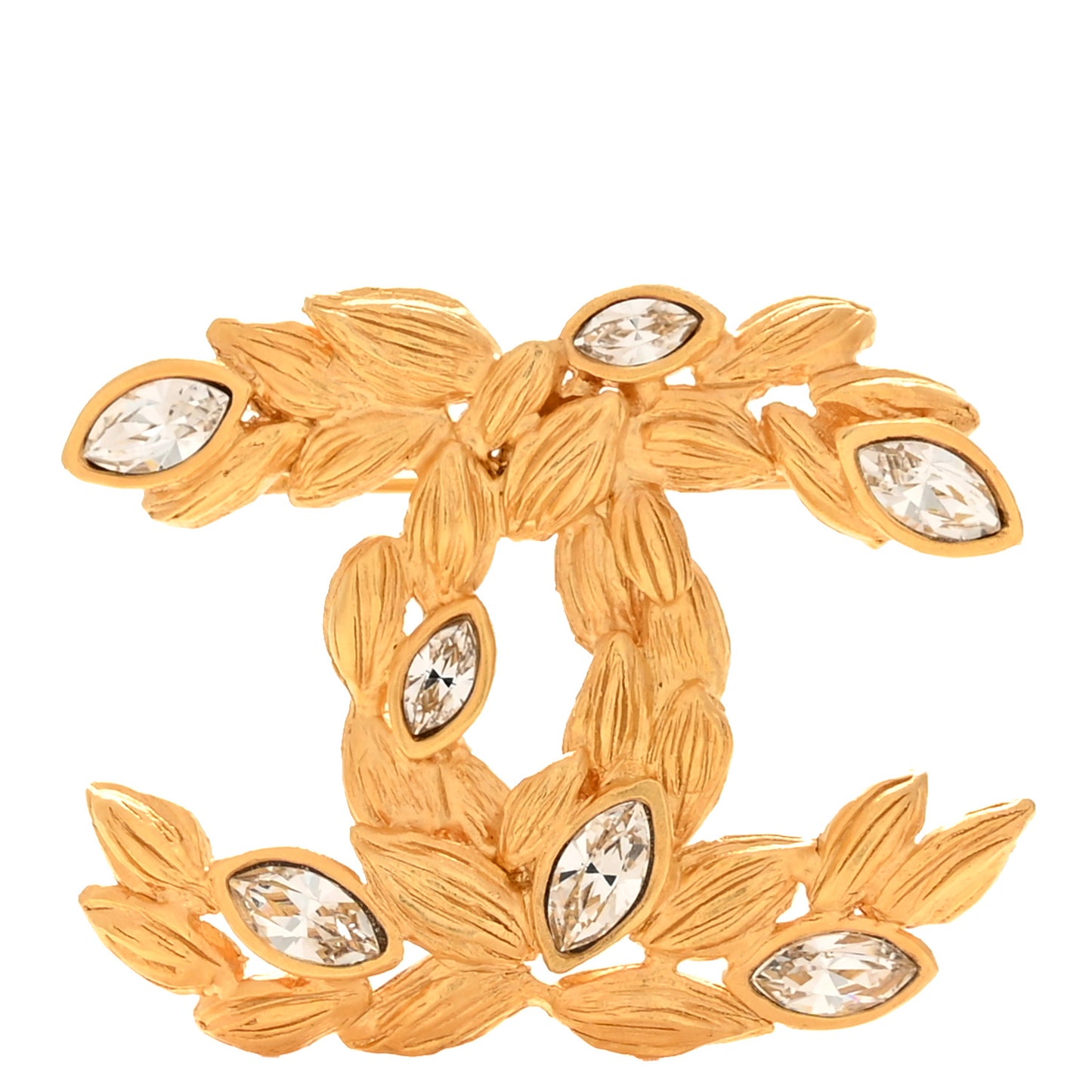 Crystal Sparkling Wheat CC Brooch Gold