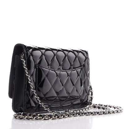 Chanel Patent Quilted Wallet On Chain WOC Black 3 of 9
