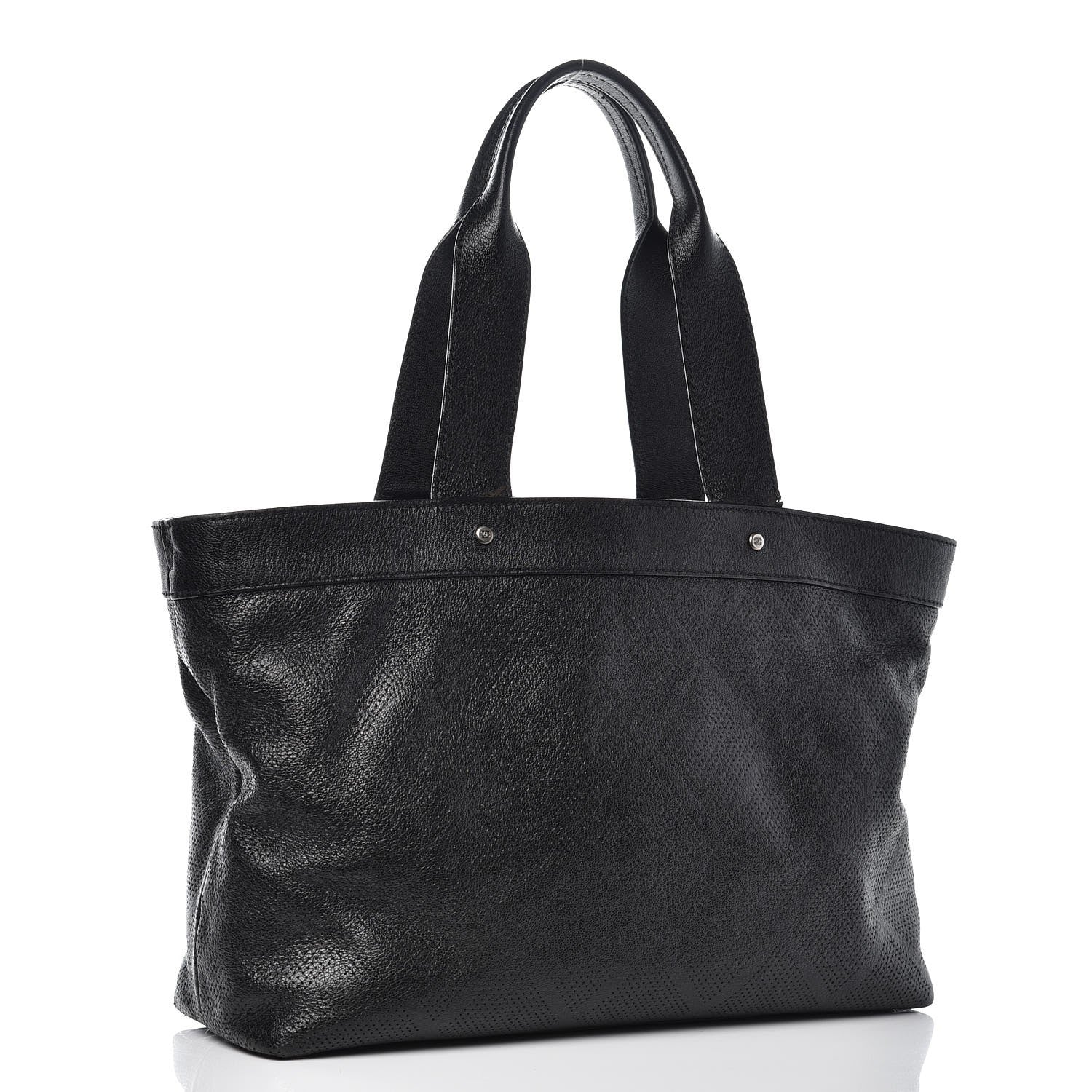 Chanel Goatskin Perforated Large CC Tote Black 3 of 17