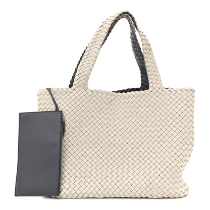 Bottega Veneta Nappa Intrecciato Bicolor Tote Bag Thunder White Silver 3 of 12