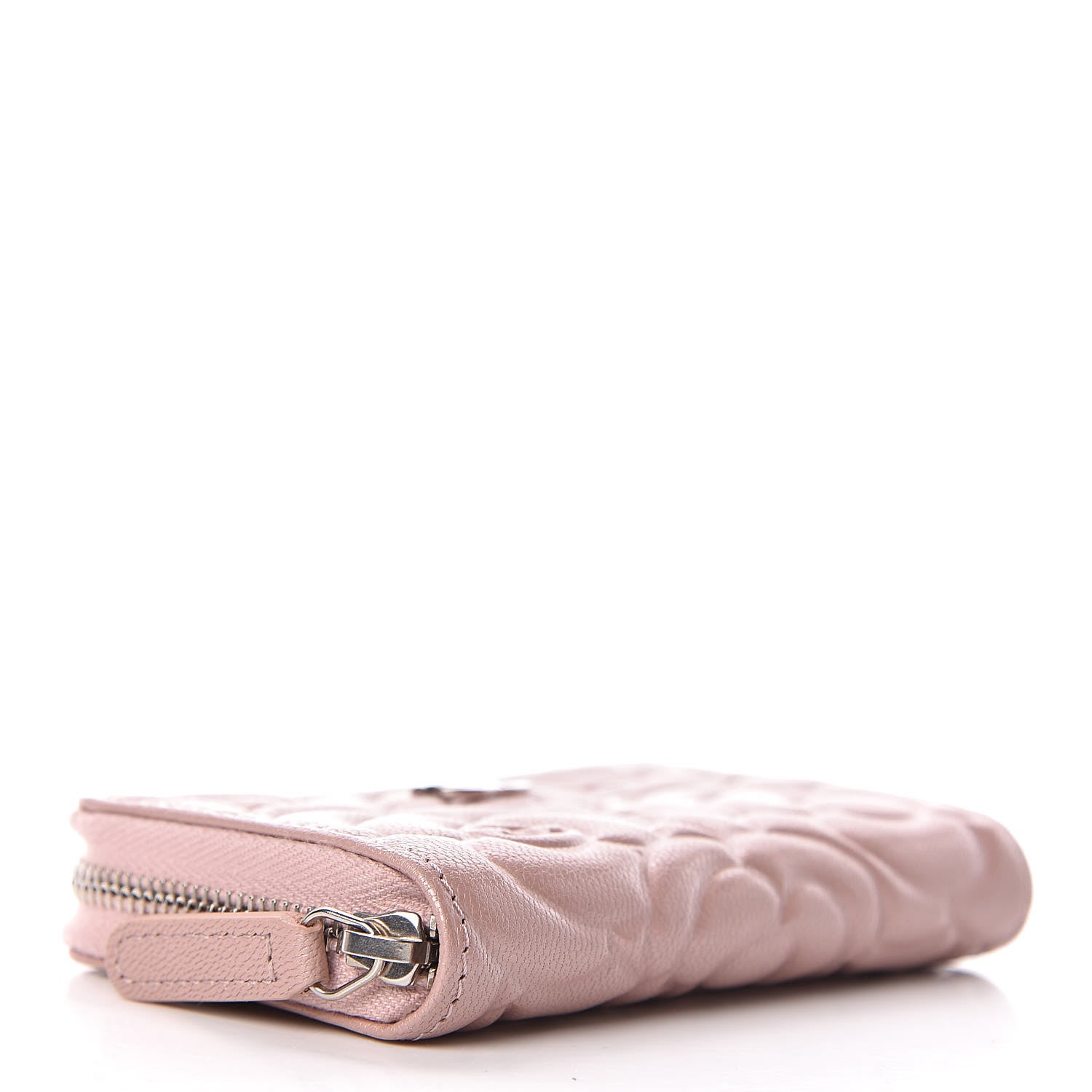 Chanel Goatskin Camellia Embossed Zip Coin Purse Light Pink 4 of 8