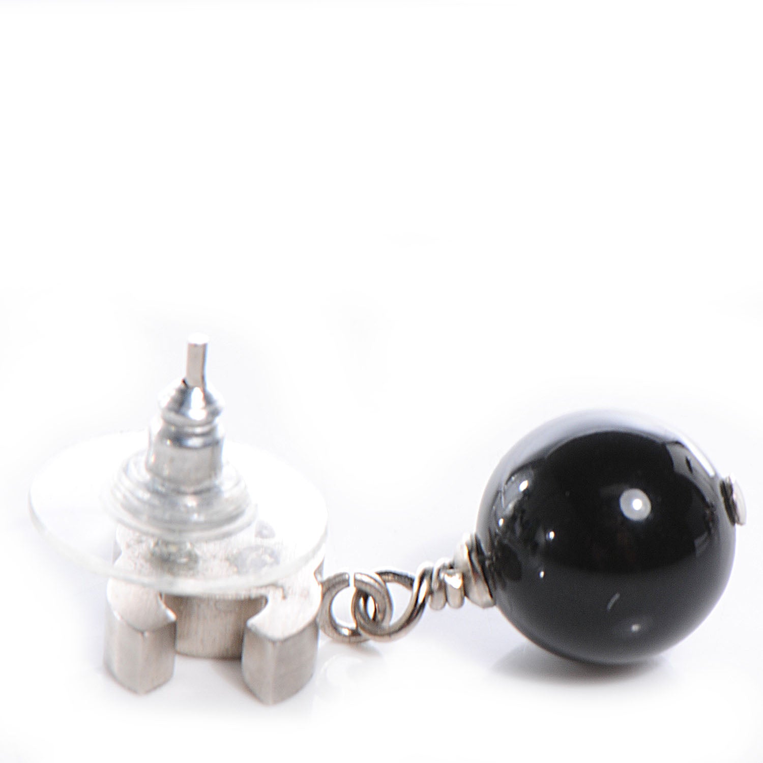 Chanel Enamel CC Resin Drop Earrings Black White 3 of 4