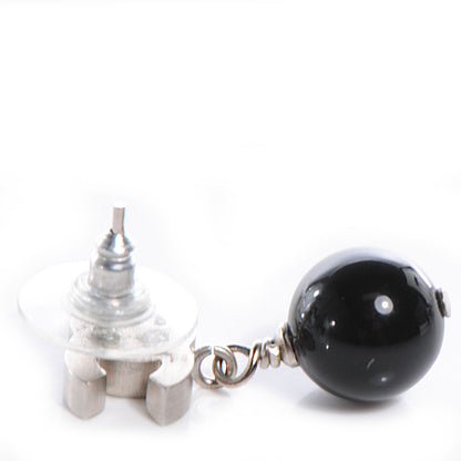 Chanel Enamel CC Resin Drop Earrings Black White 3 of 4