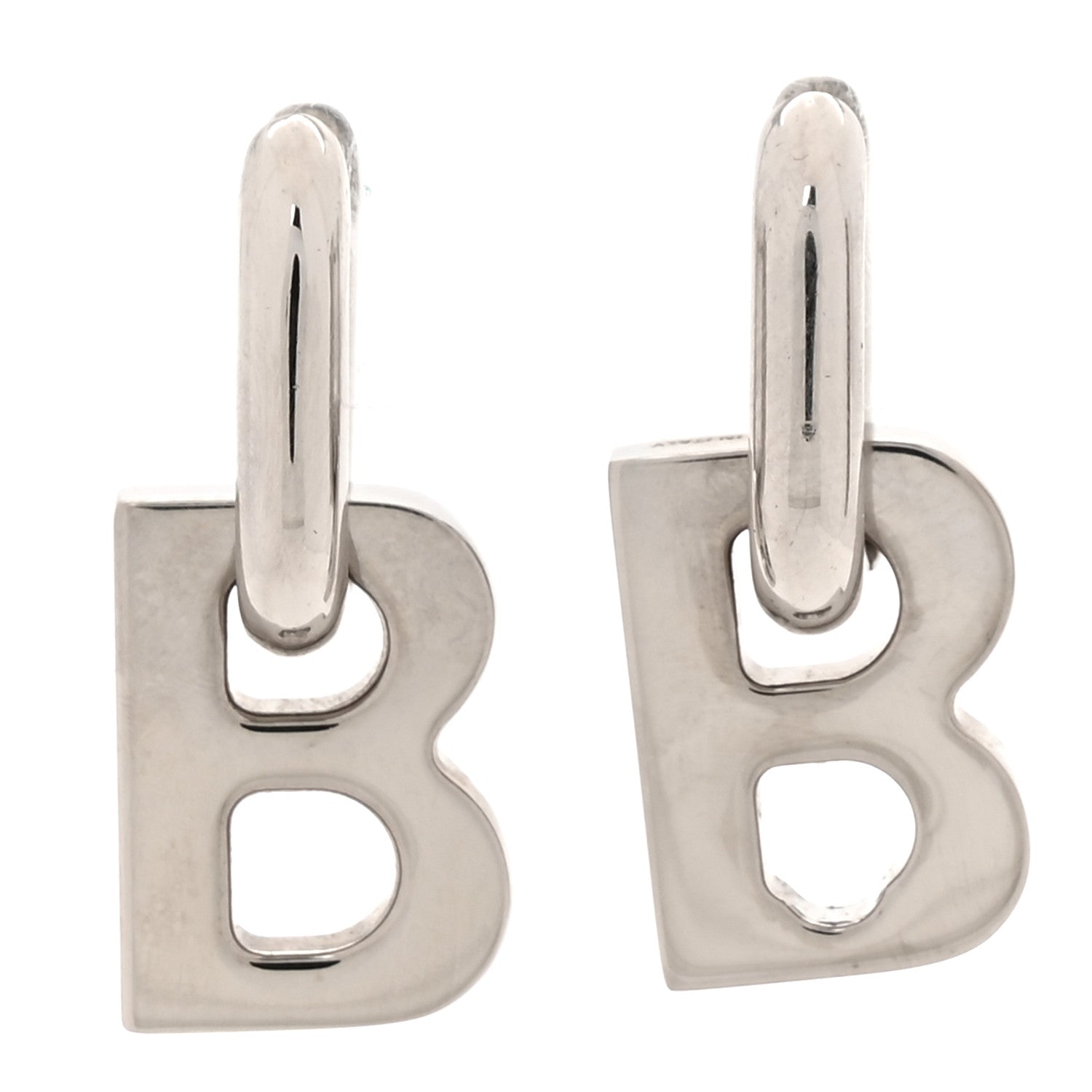 Balenciaga Metal B Chain Drop Earrings XS Silver 1 of 6