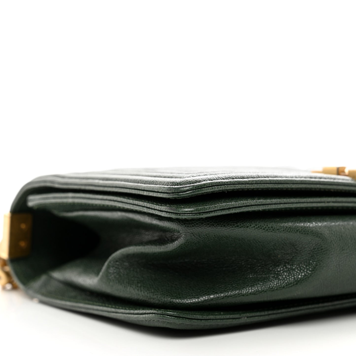Caviar Chevron Quilted Medium Boy Flap Dark Green