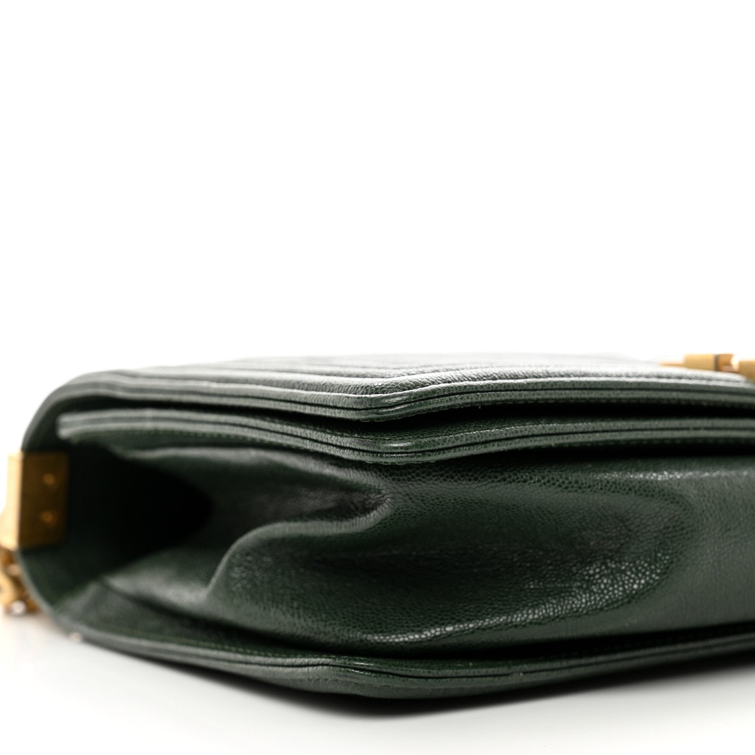 Chanel Caviar Chevron Quilted Medium Boy Flap Dark Green 9 of 12