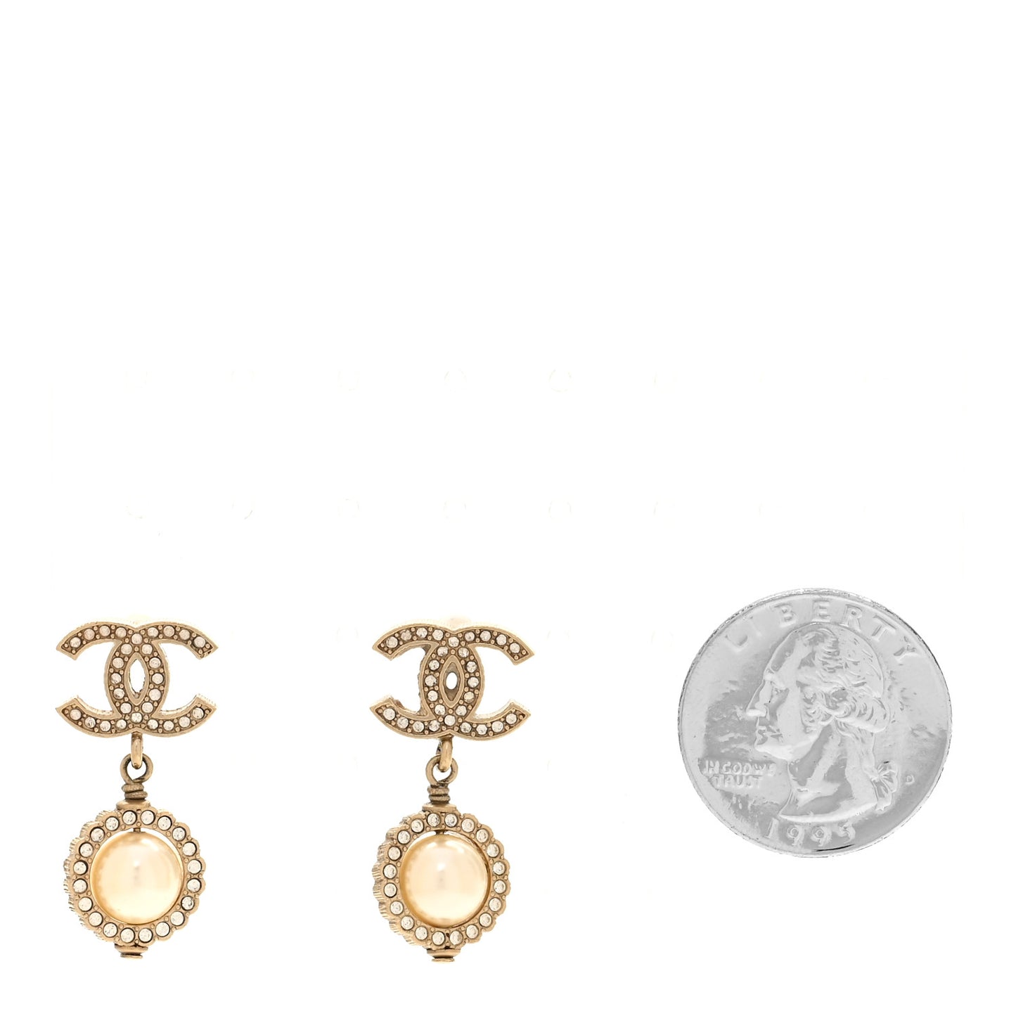 Crystal Pearl CC Lace Camellia Earrings Gold