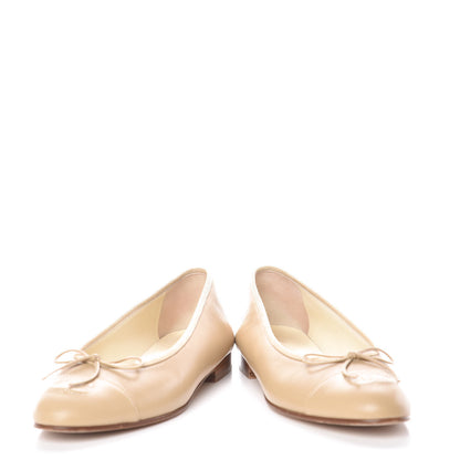 Chanel Lambskin Cap Toe CC Ballerina Flats 36 Beige 6 of 15