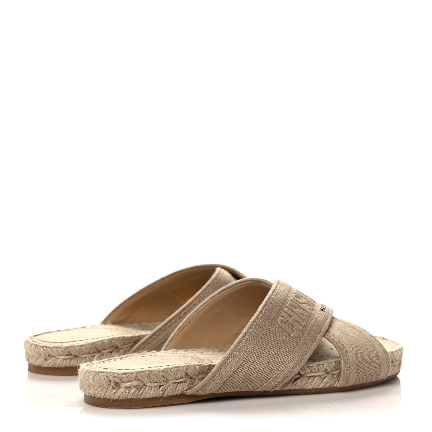 Canvas Embroidered Granville Espadrille Crisscross Flat Slide Sandals 36.5 Cream