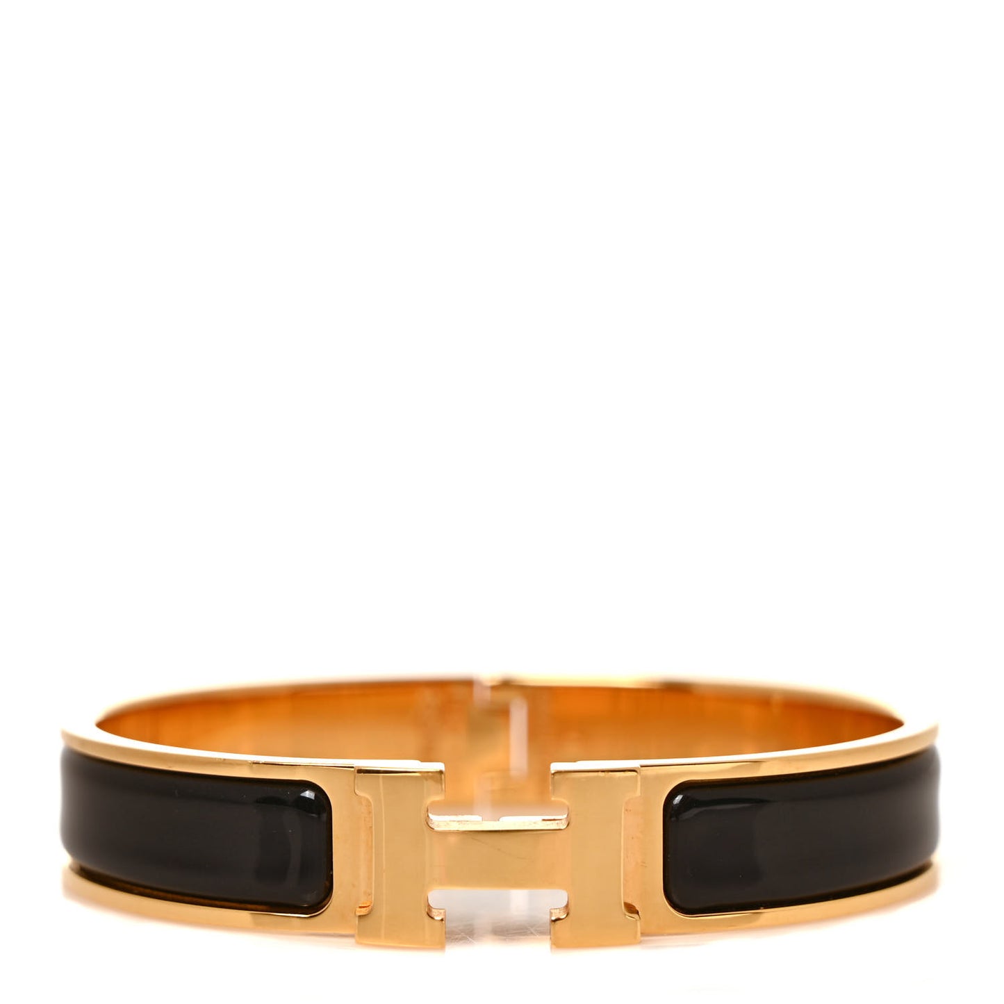 Enamel Narrow Clic Clac H Bracelet GM Black