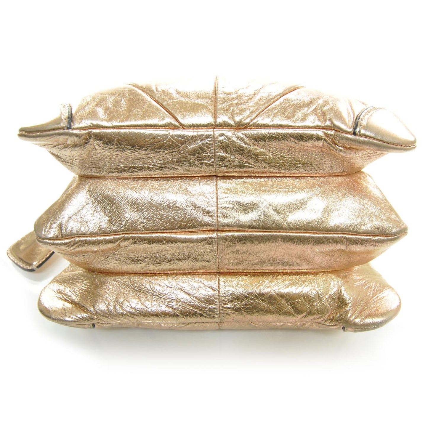 Leather Patchwork Mariah Flap Bag Metallic Blush