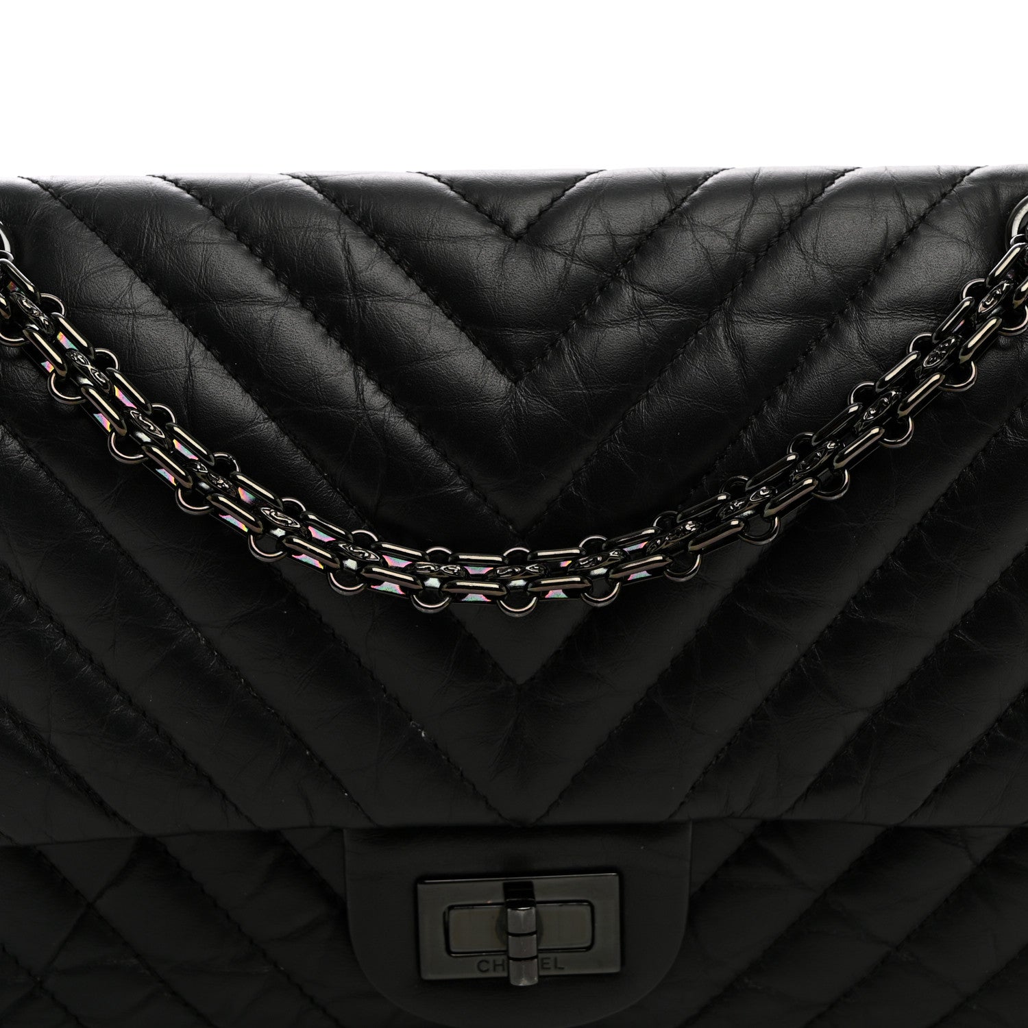 Chanel Aged Calfskin Chevron Quilted 2.55 Reissue 225 Flap So Black 8 of 10