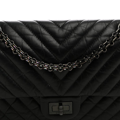Chanel Aged Calfskin Chevron Quilted 2.55 Reissue 225 Flap So Black 8 of 10