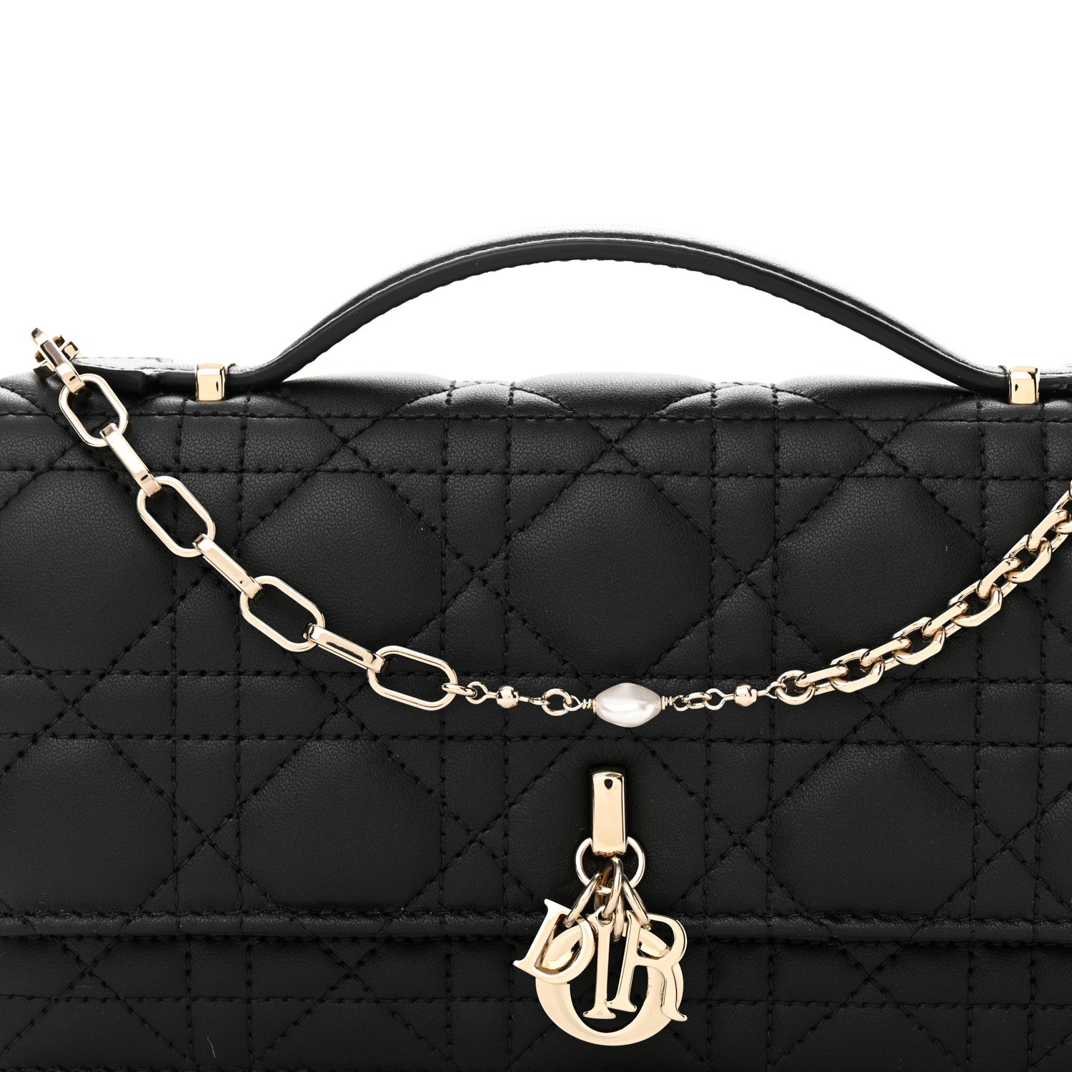 Christian Dior Lambskin Cannage Mini My Dior Top Handle Clutch Black 8 of 11