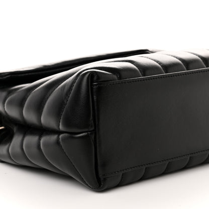 Saint Laurent Calfskin Y Quilted Monogram Small Loulou Chain Satchel Black 9 of 11