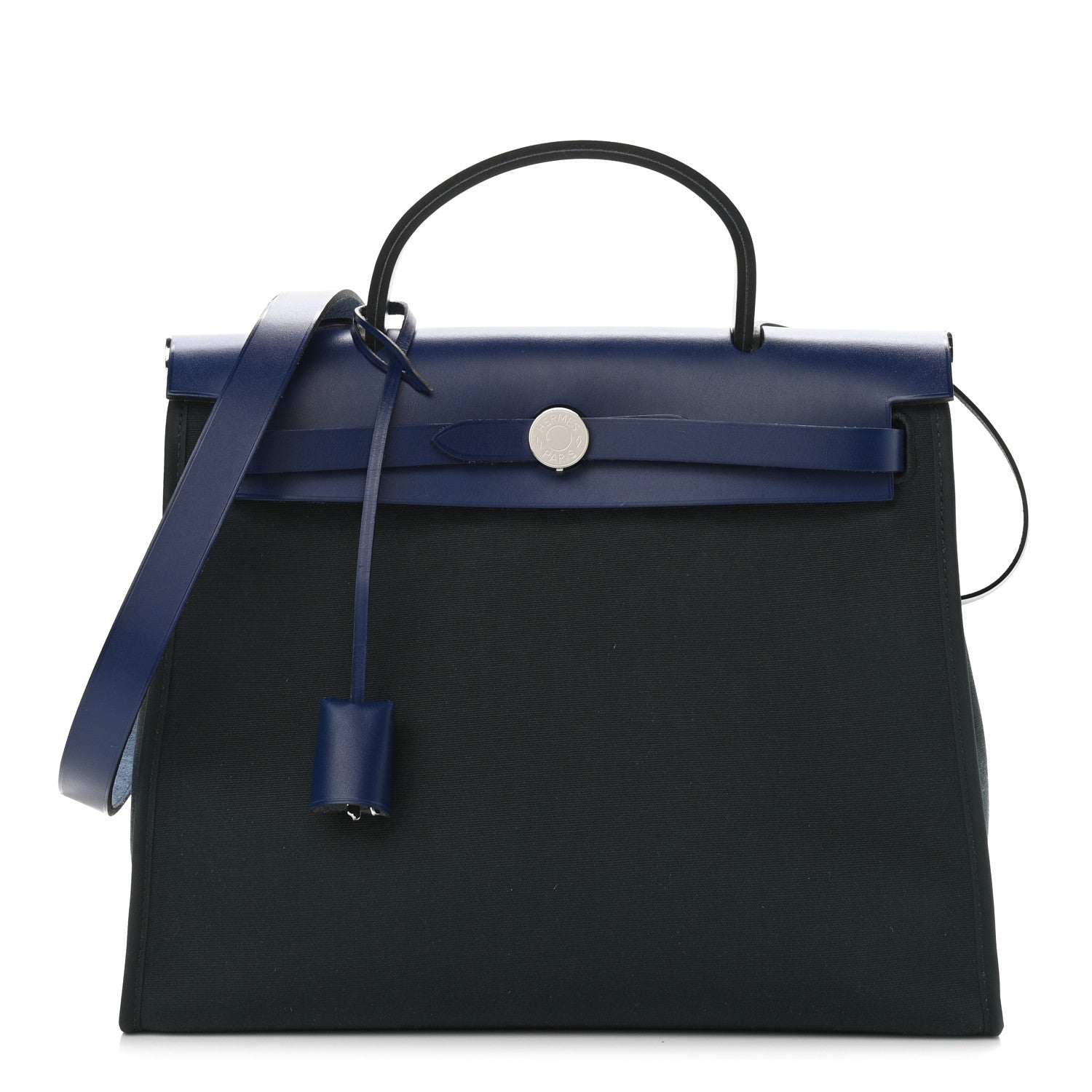 Hermes Vache Hunter Toile Herbag Zip 31 PM Vert Cypress Bleu Saphir 2 of 11