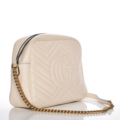 Gucci Calfskin Matelasse Medium GG Marmont Chain Shoulder Bag Mystic White 3 of 11