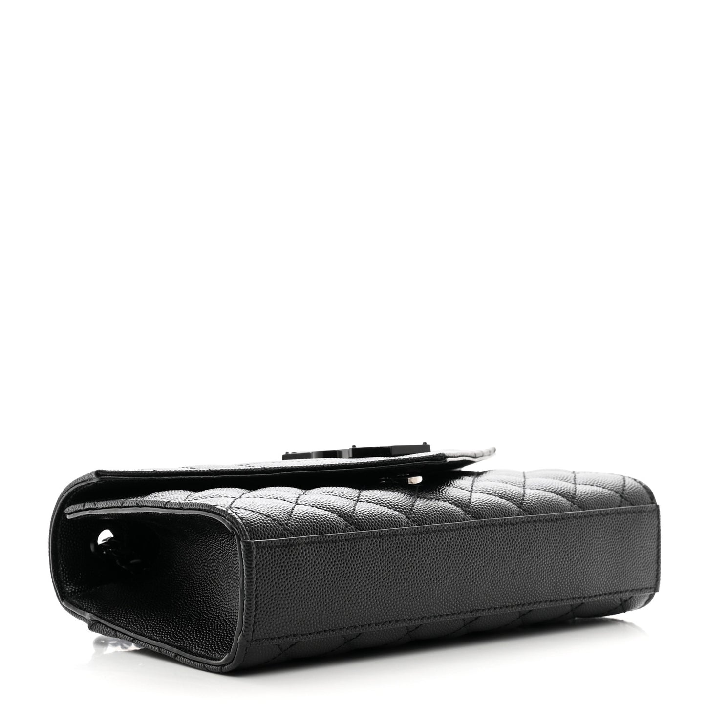 Grain De Poudre Textured Mixed Matelasse Triquilt Small Monogram Monochrome Satchel Black