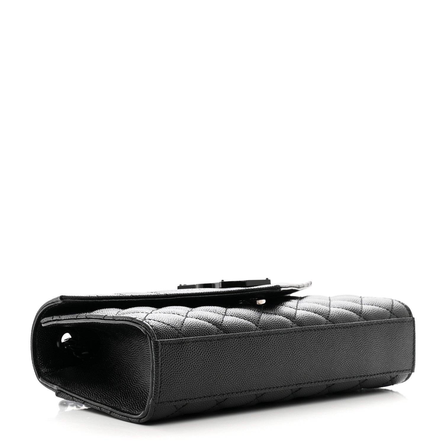 Saint Laurent Grain De Poudre Textured Mixed Matelasse Triquilt Small Monogram Monochrome Satchel Black 4 of 9