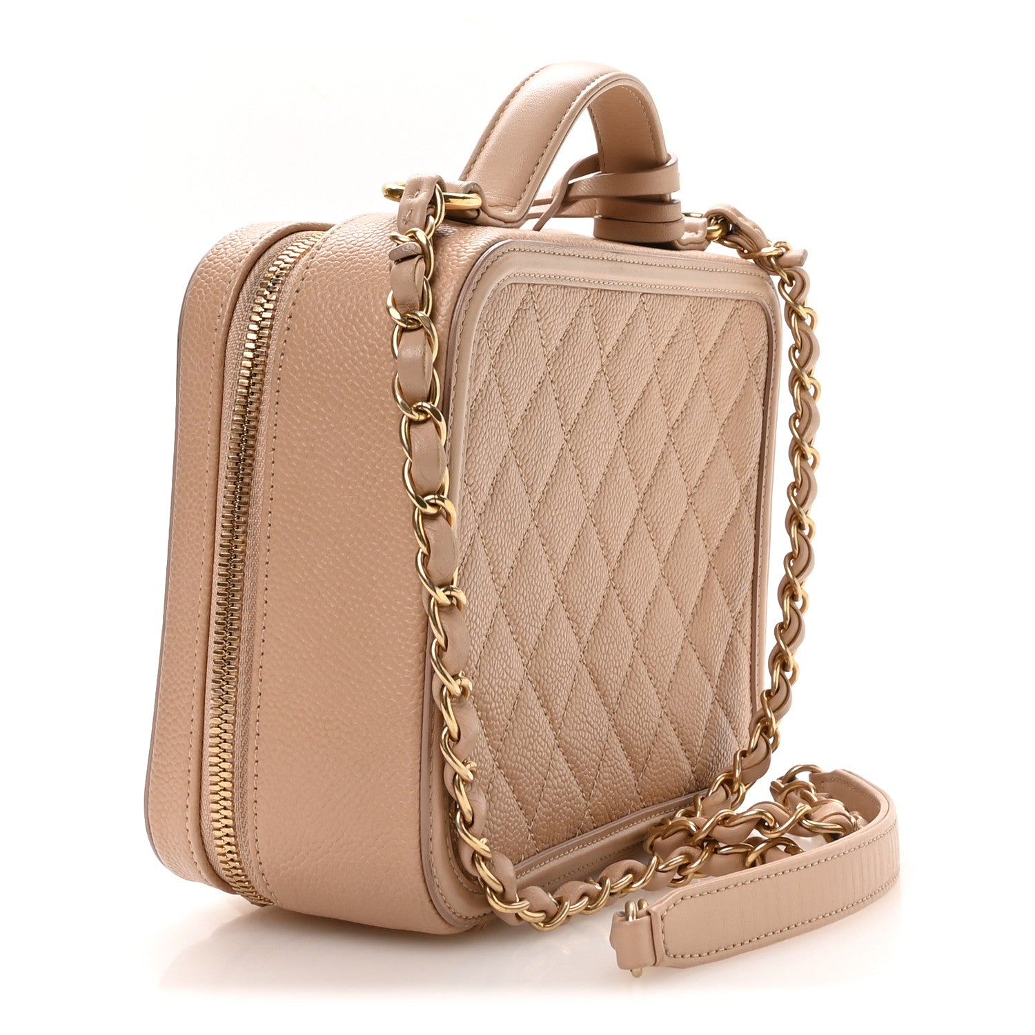 Chanel Caviar Quilted Medium CC Filigree Vanity Case Beige 3 of 10
