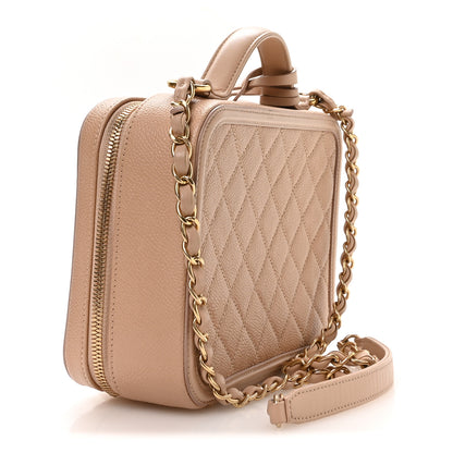 Chanel Caviar Quilted Medium CC Filigree Vanity Case Beige 3 of 10