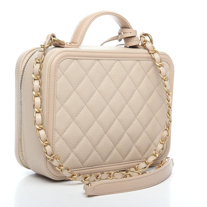 Chanel Caviar Quilted Medium CC Filigree Vanity Case Light Beige 2 of 9