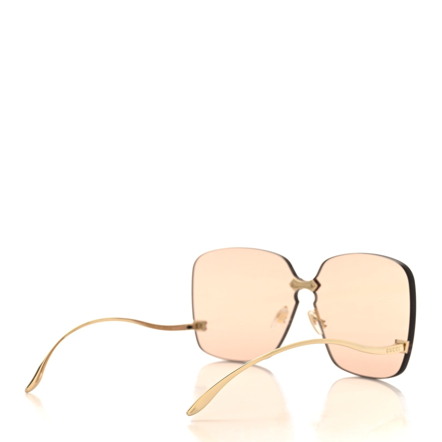 Acetate Metal Rimless Square Sunglasses GG0355S Gold