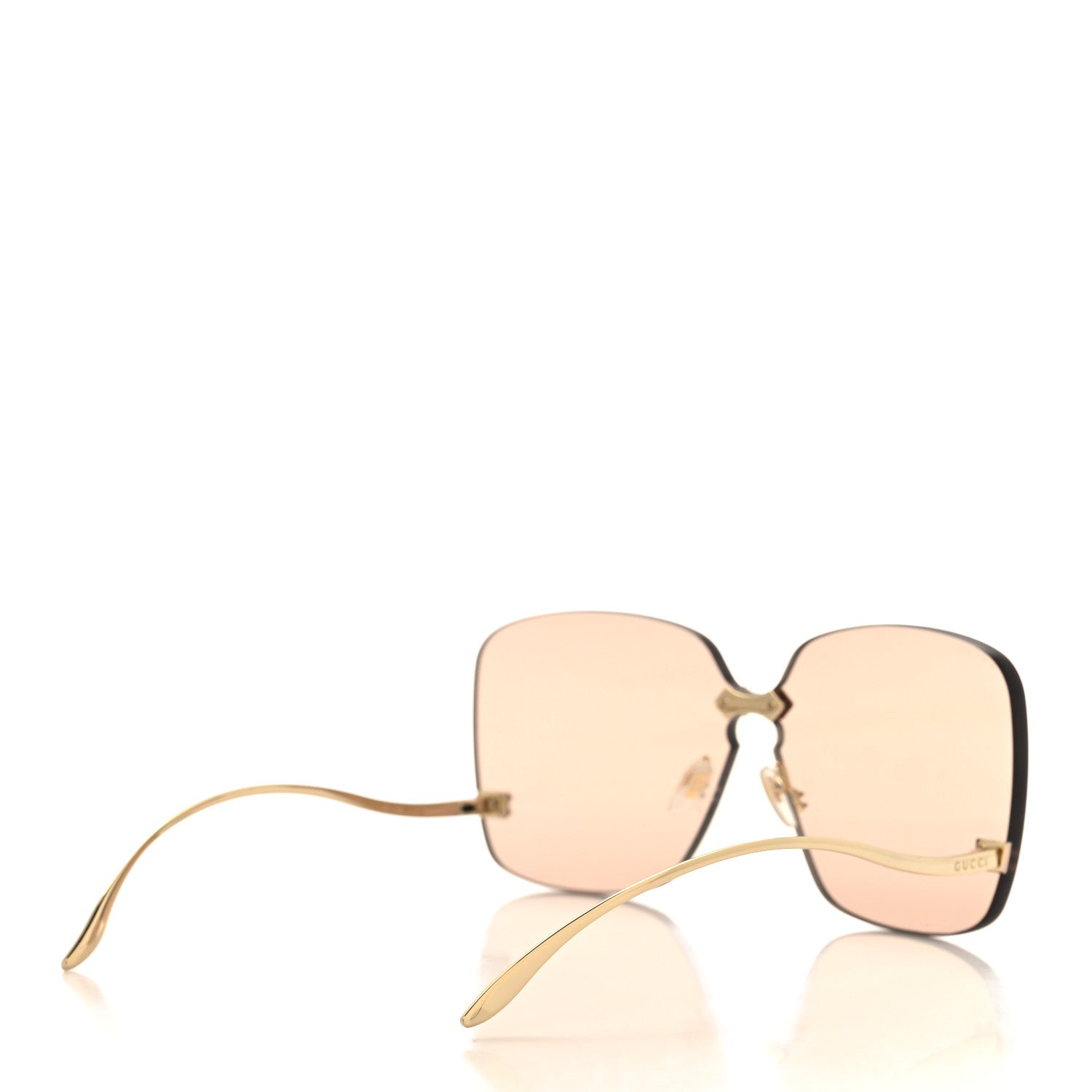 Gucci Acetate Metal Rimless Square Sunglasses GG0355S Gold 4 of 8