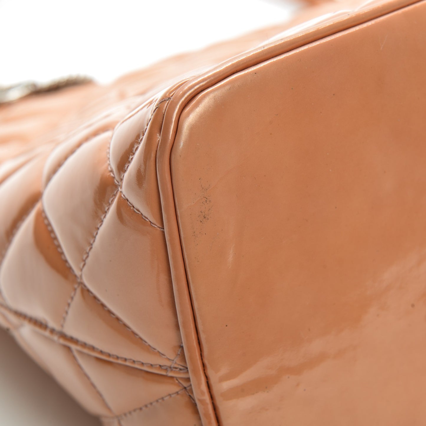 Patent Quilted Medallion Tote Orange