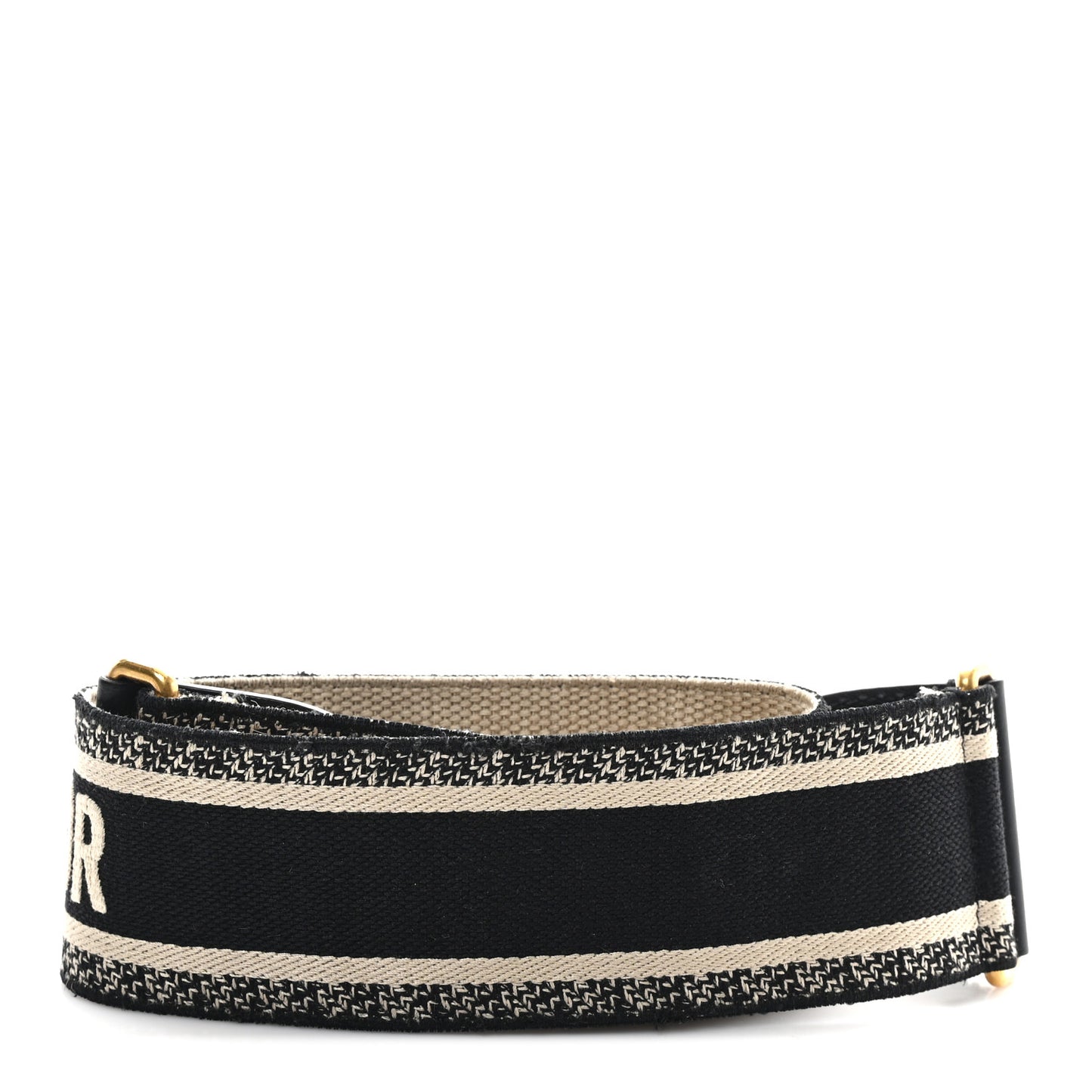 Canvas Embroidered Shoulder Strap Black