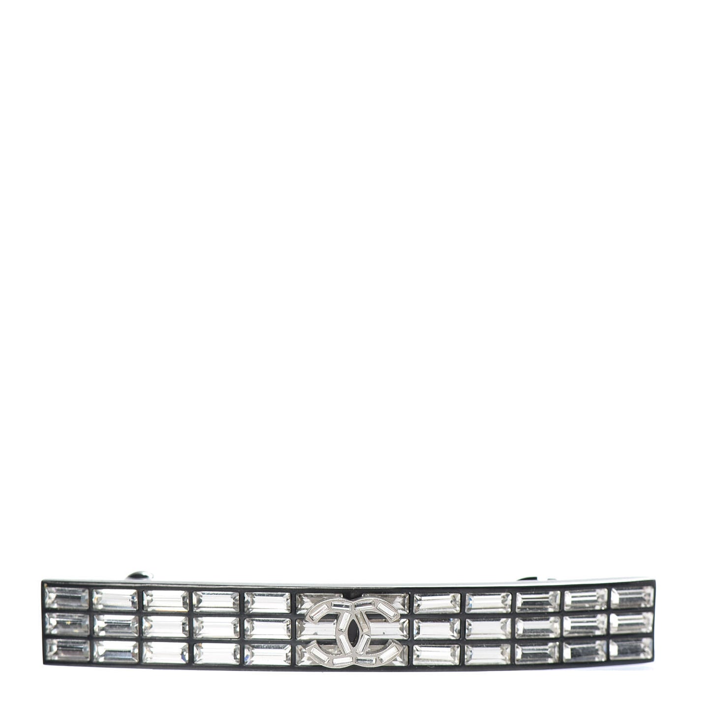 Crystal CC Hair Clip Barrette Silver
