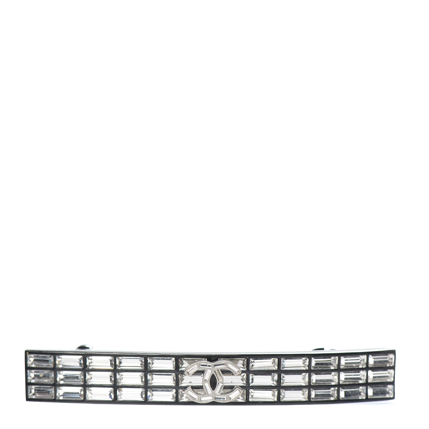 Chanel Crystal CC Hair Clip Barrette Silver 1 of 4