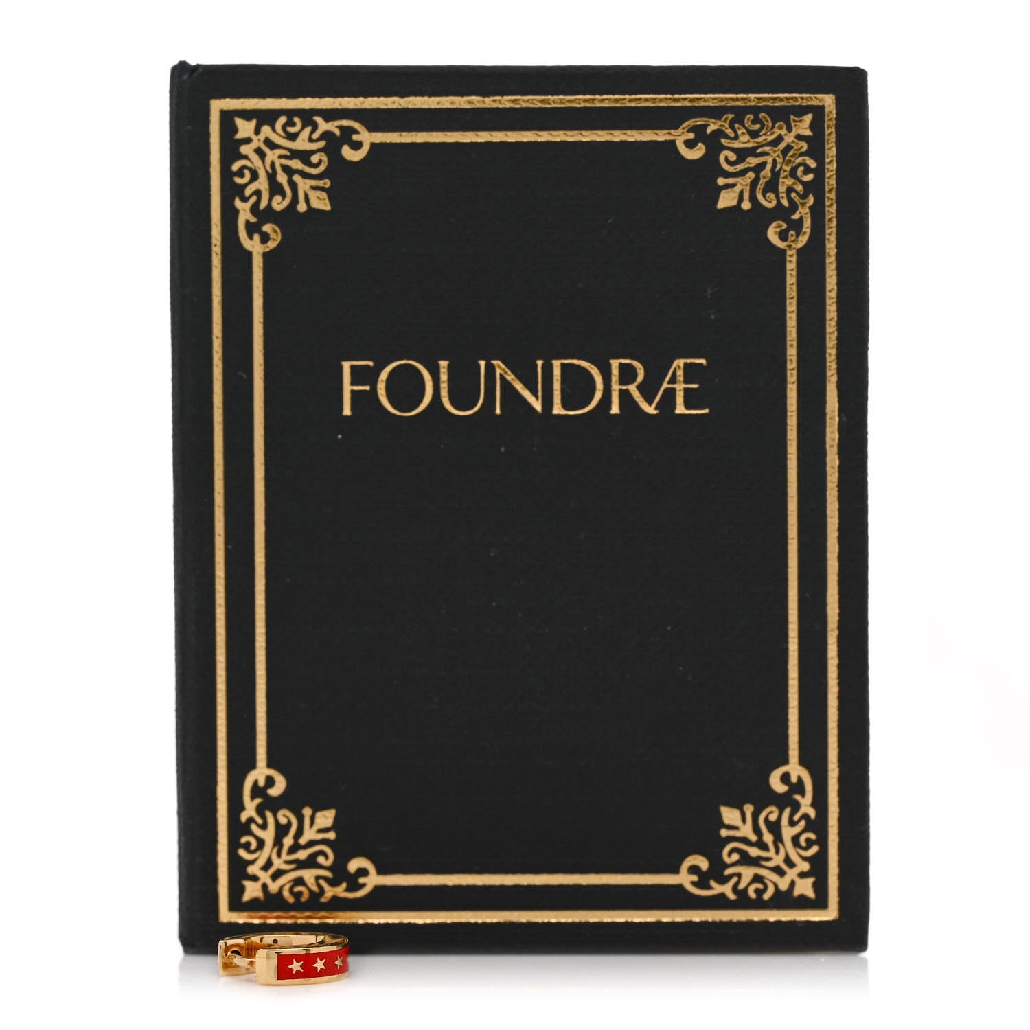 Foundrae 18K Yellow Gold Ceramic Strength Tenet Huggie Earring Red 5 of 5
