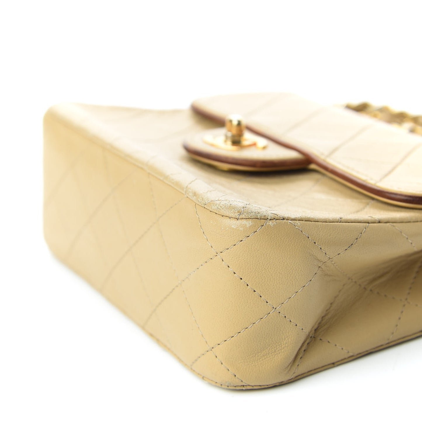 Lambskin Quilted Mini Square Flap Beige