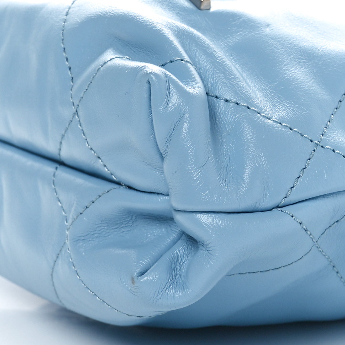 Shiny Calfskin Quilted Mini Chanel 22 Light Blue