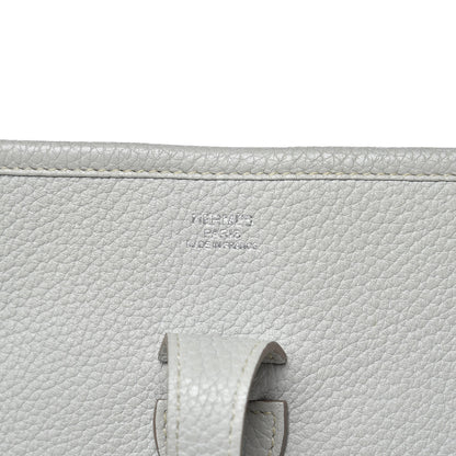 Hermes Taurillon Clemence Evelyne III PM Gris Perle Bleu Lin 6 of 12