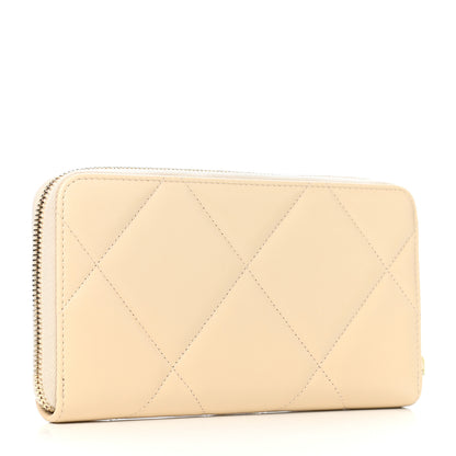 Chanel Shiny Goatskin Quilted 19 Long Zipped Around Wallet Beige 3 of 8