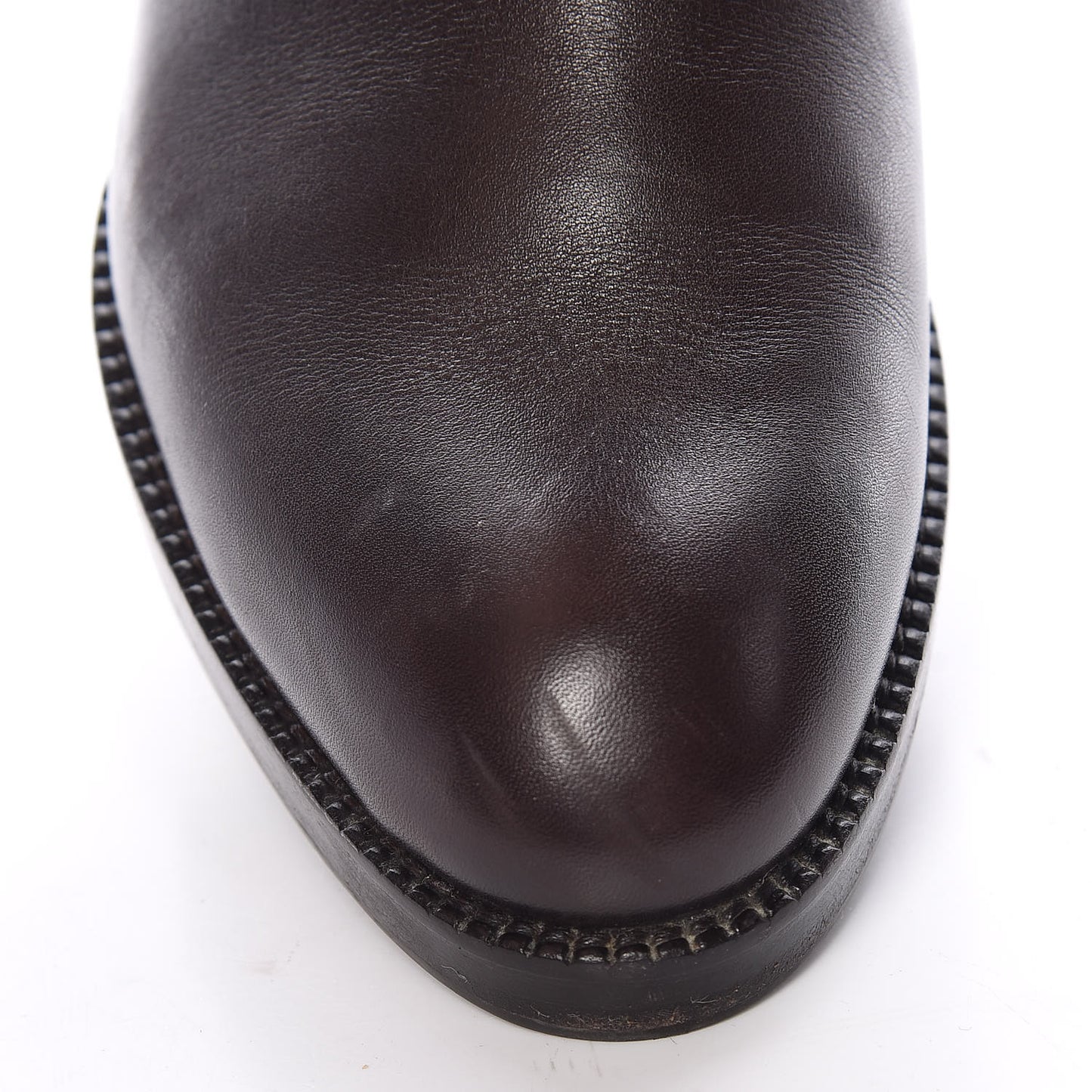 Calfskin Embossed Monogram Knee High Riding Boots 37 Brown