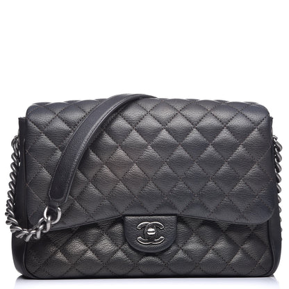 Chanel Metallic Goatskin Quilted Medium Rock In Rome Flap Charcoal 1 of 10