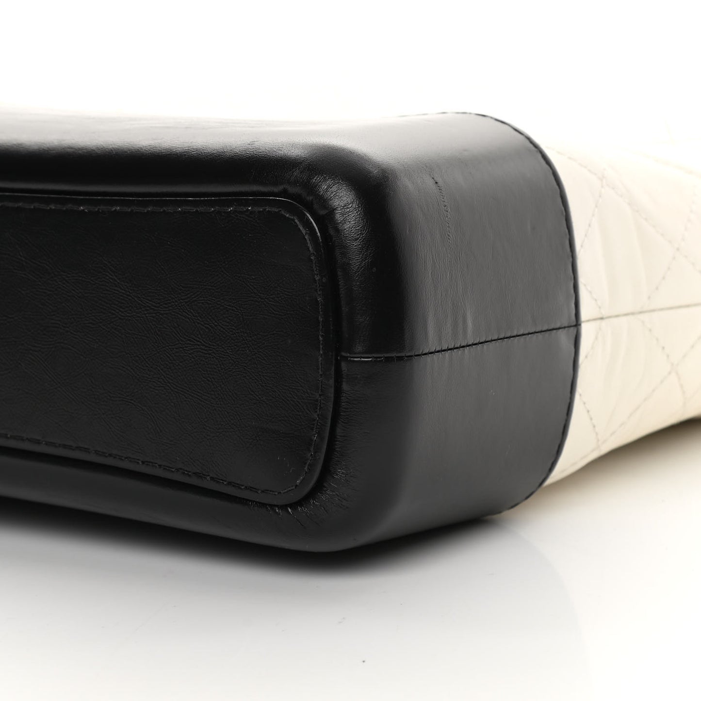 Aged Calfskin Quilted Medium Gabrielle Hobo Black White