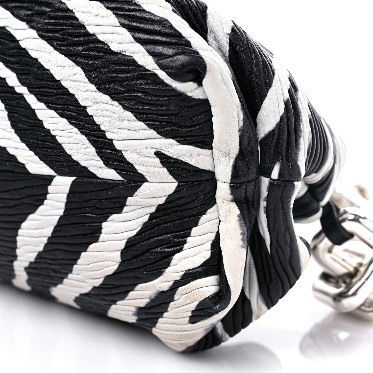 Nappa Zebra Print The Pouch Chain White Black