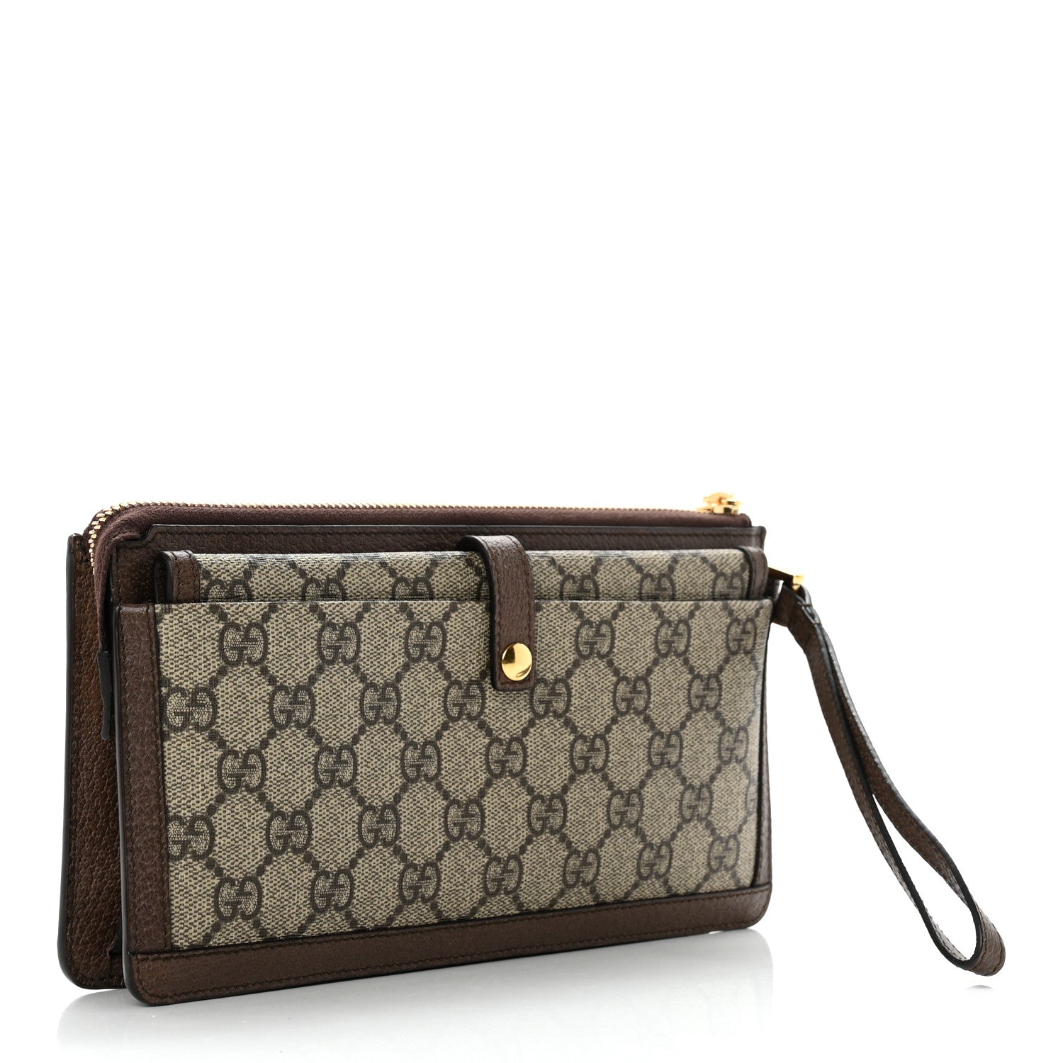 Gucci GG Supreme Monogram Web Travel Wristlet Beige New Acero 4 of 7