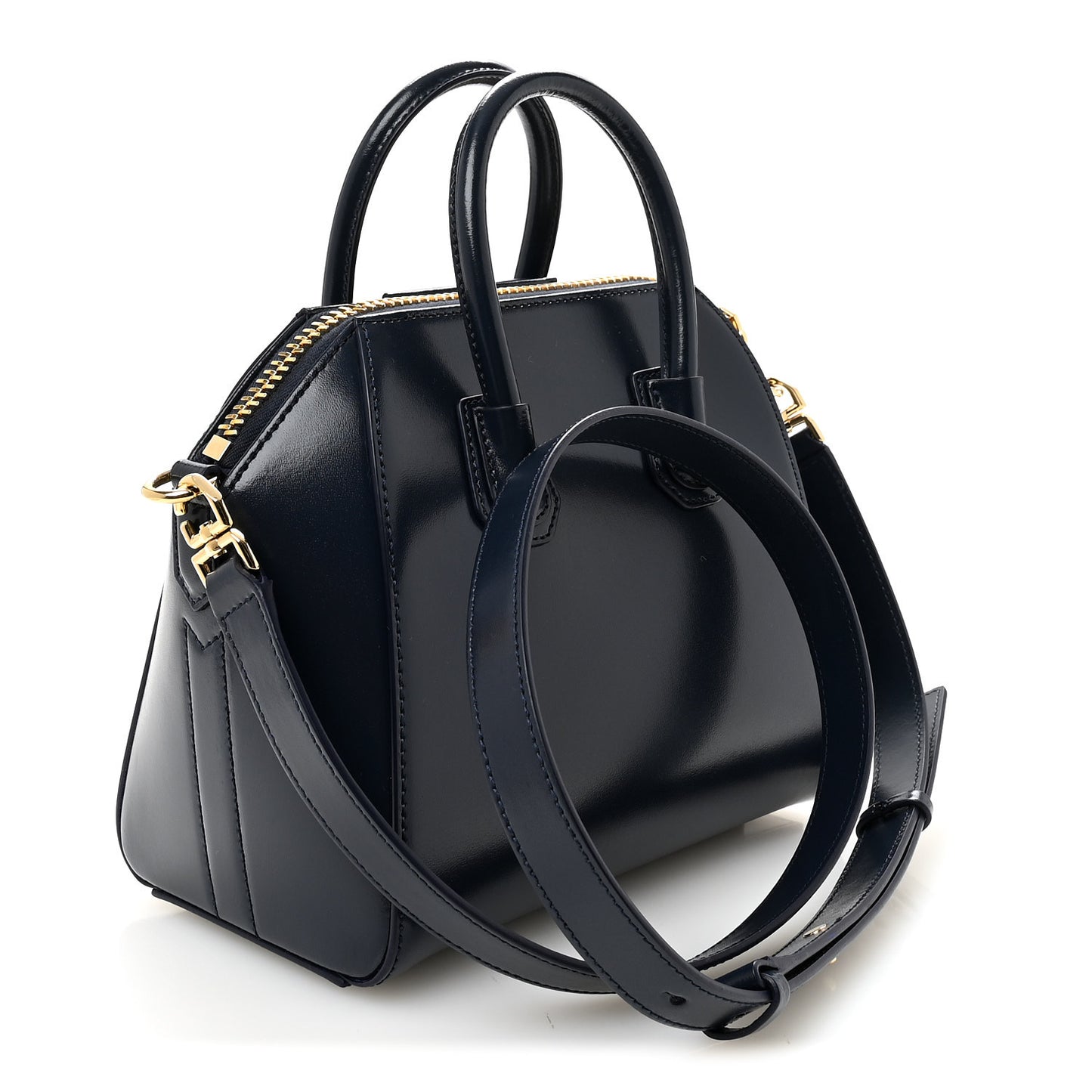 Shiny Lord Calfskin Mini Antigona Navy