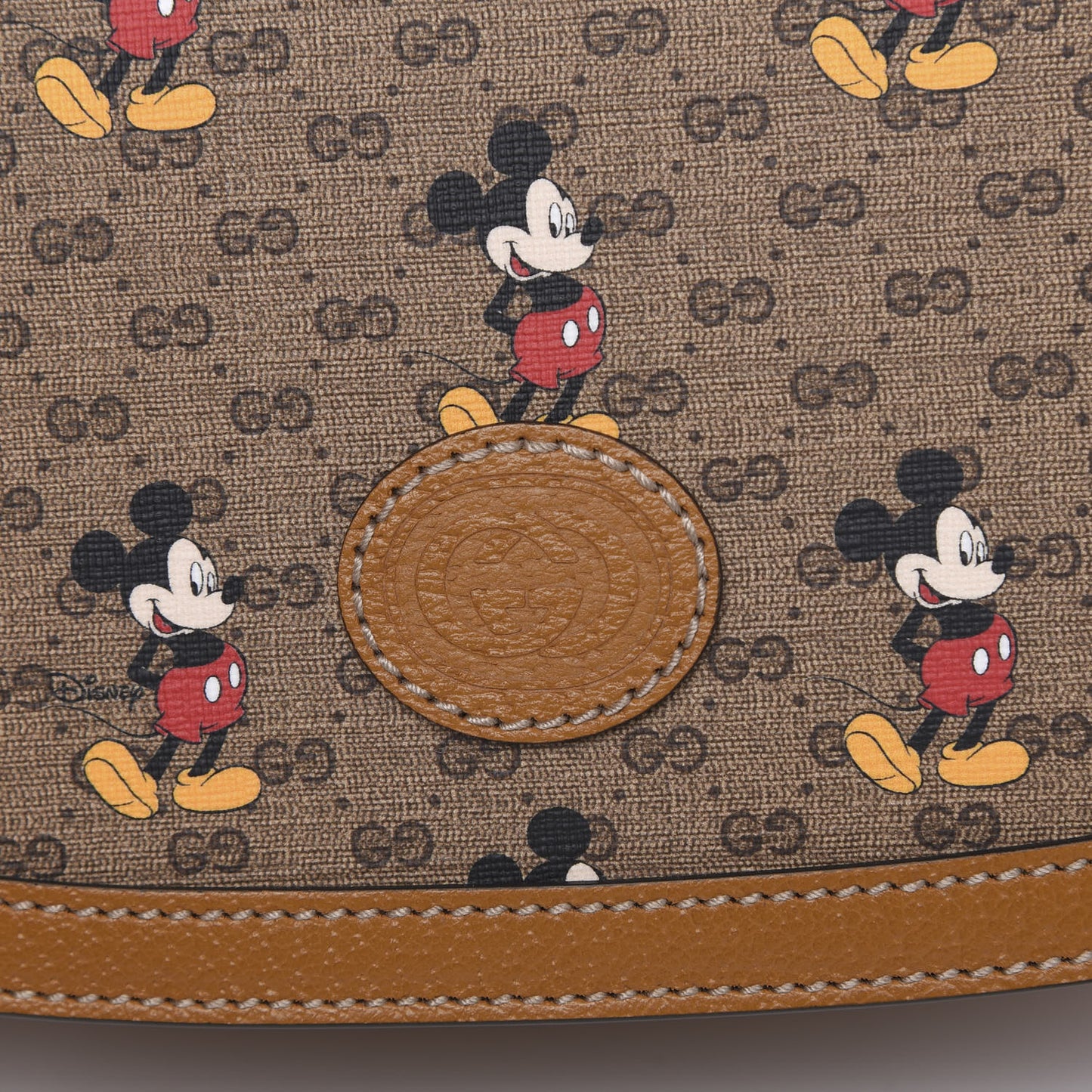 X DISNEY Mini Vintage GG Supreme Monogram Mickey Mouse Small Flap Messenger Bag Beige Vintage Sun Oil