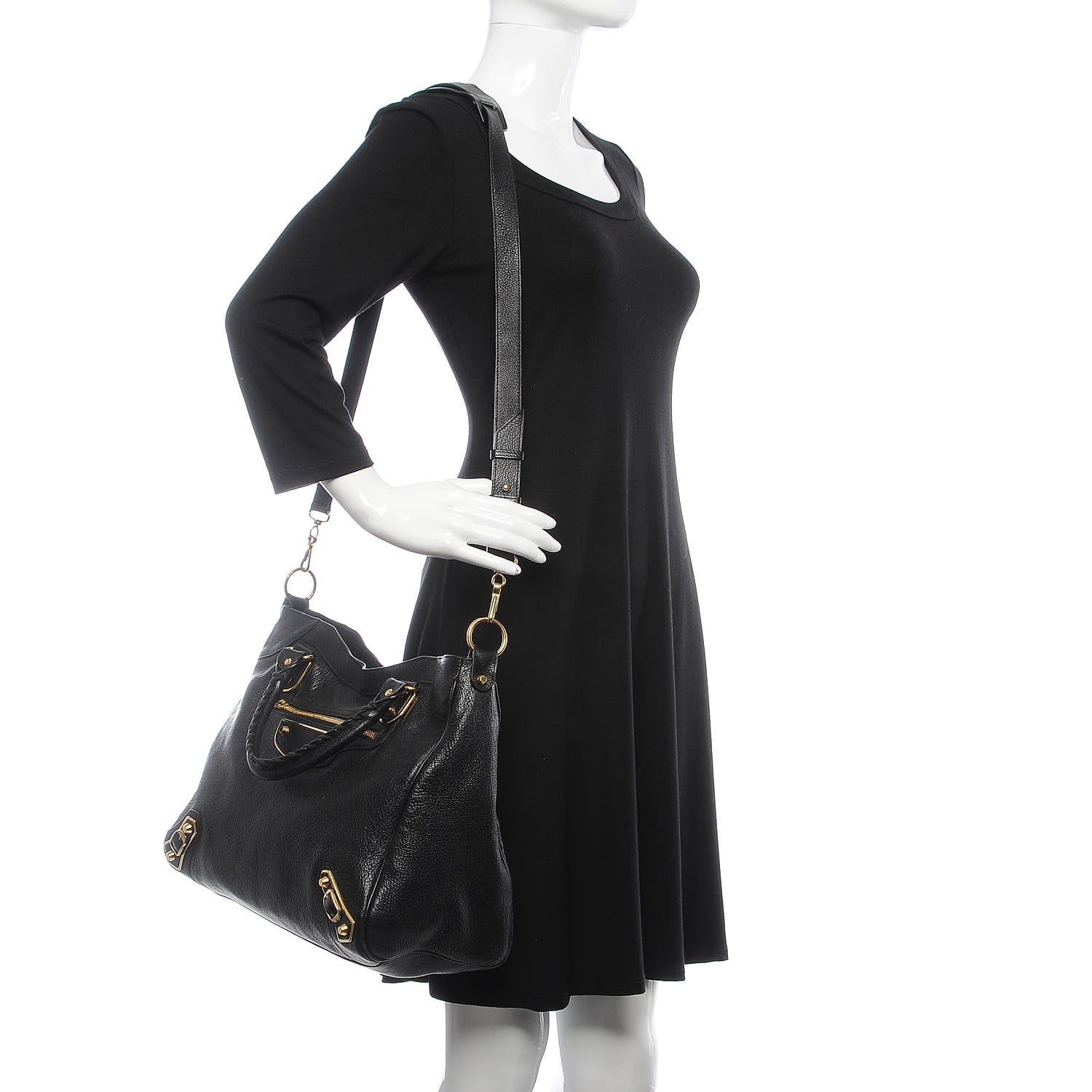 Balenciaga Chevre Gold Metallic Edge Hardware Velo Black 3 of 9