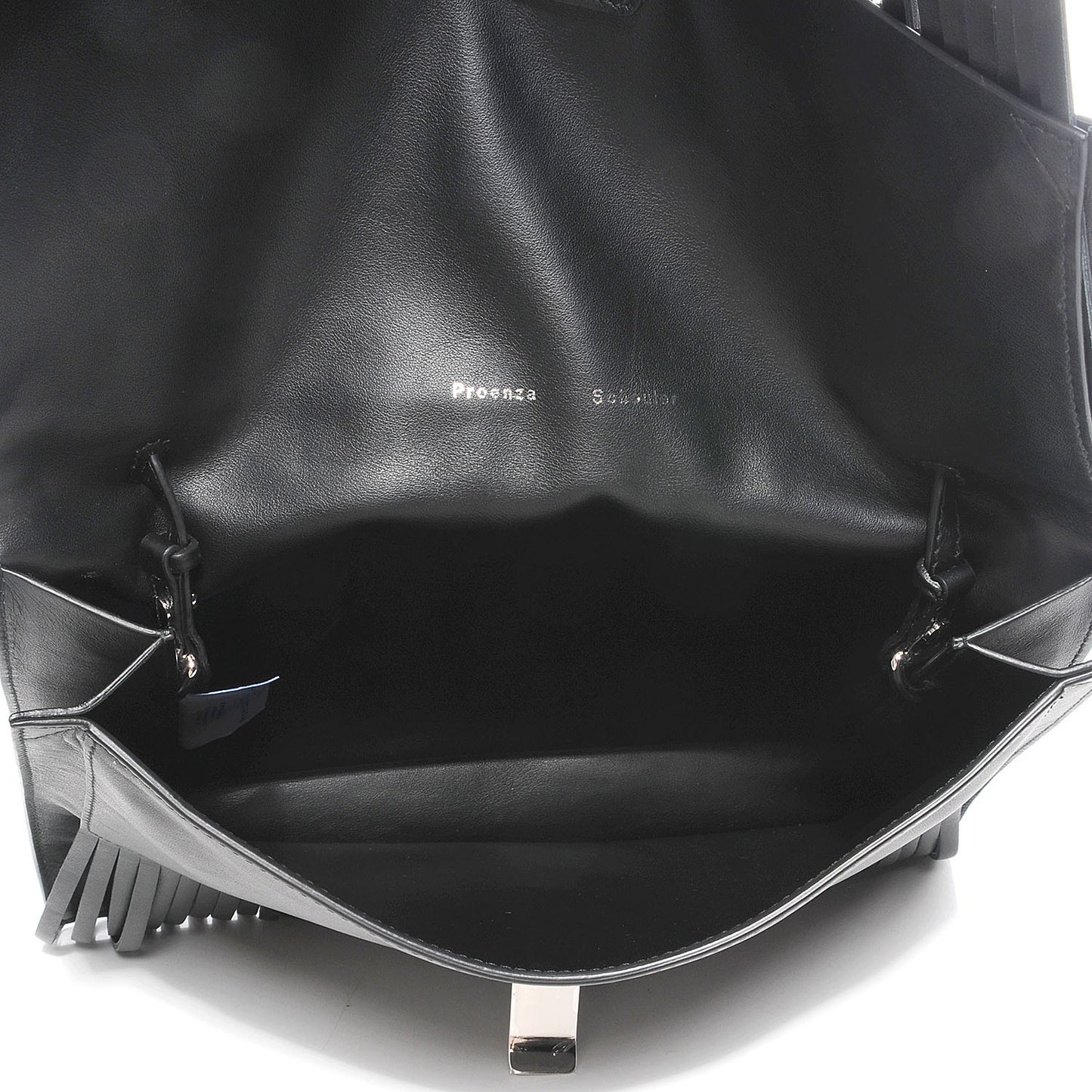Calfskin Large Fringe Lunch Bag Black