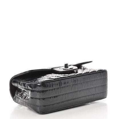 Chanel Patent Metallic Crumpled Calfskin Chevron Quilted Mini Rectangular Flap So Black 4 of 14