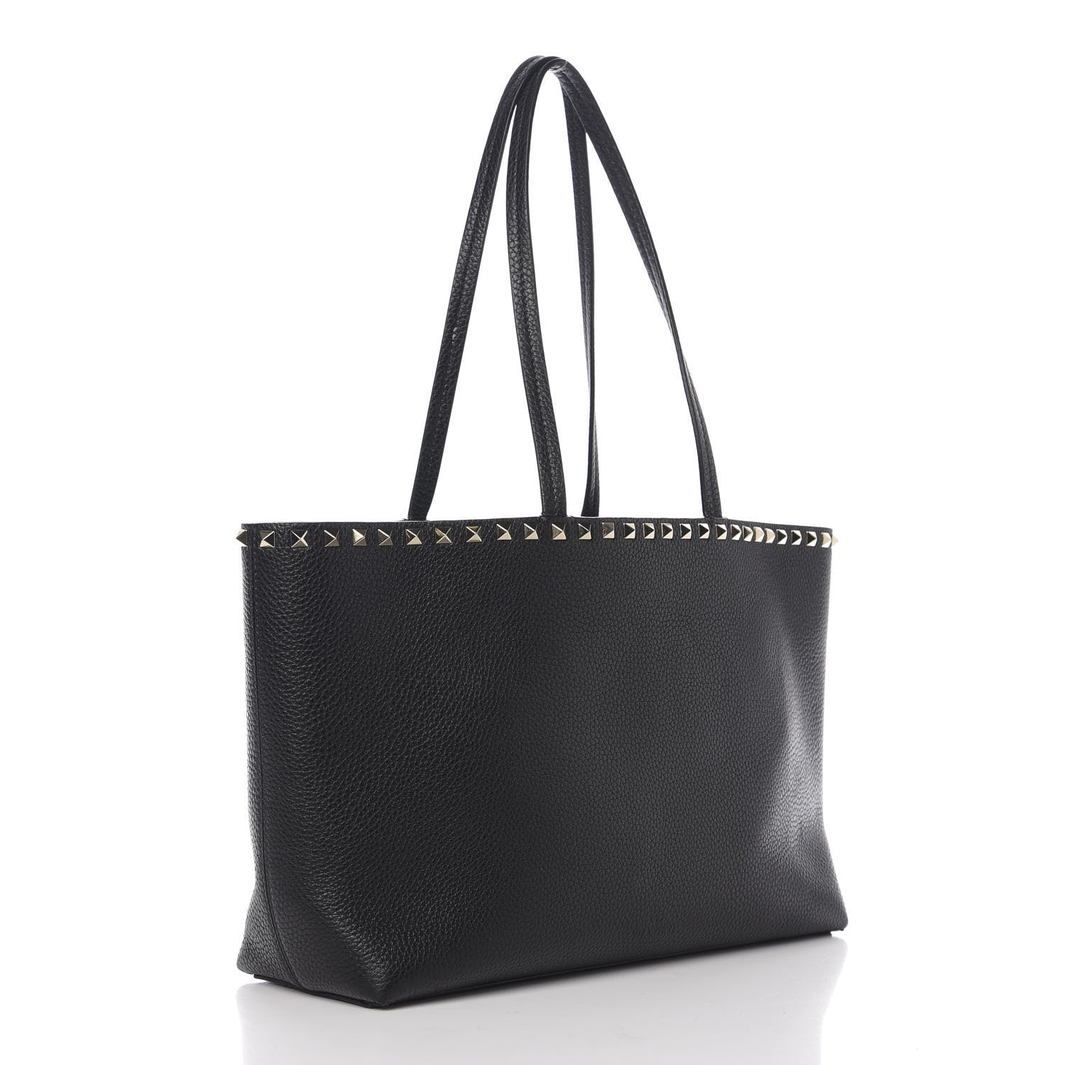 Valentino Garavani Grained Calfskin Small Rockstud Shoulder Tote Black 2 of 9