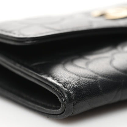 Chanel Lambskin Camellia Embossed Flap Card Holder Black 11 of 12